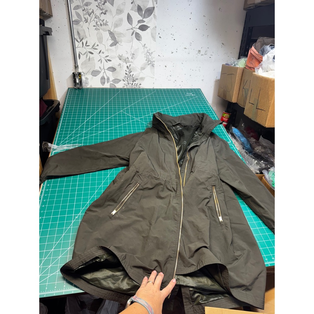 Athleta Women Dark Olive Green Hooded Parka Jacket 350370-00 Full Zip Coat